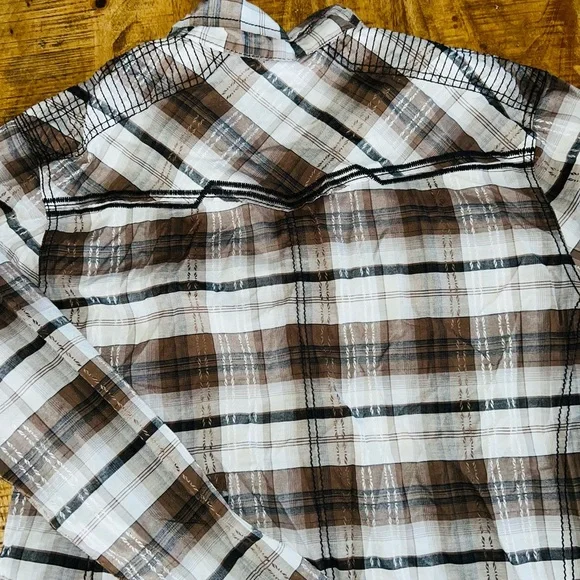 Buckle Brown and White Plaid Dress Shirt - Picture 4 of 4